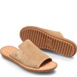 Born Mesilla Distressed Leather Slides in Taupe Light Tan Women’s Shoes Size 7